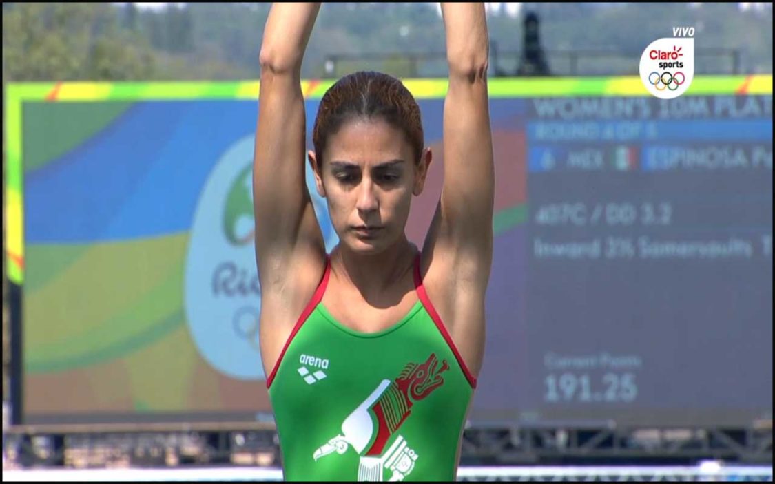 Paola Espinosa en semifinales de 10 metros individuales.